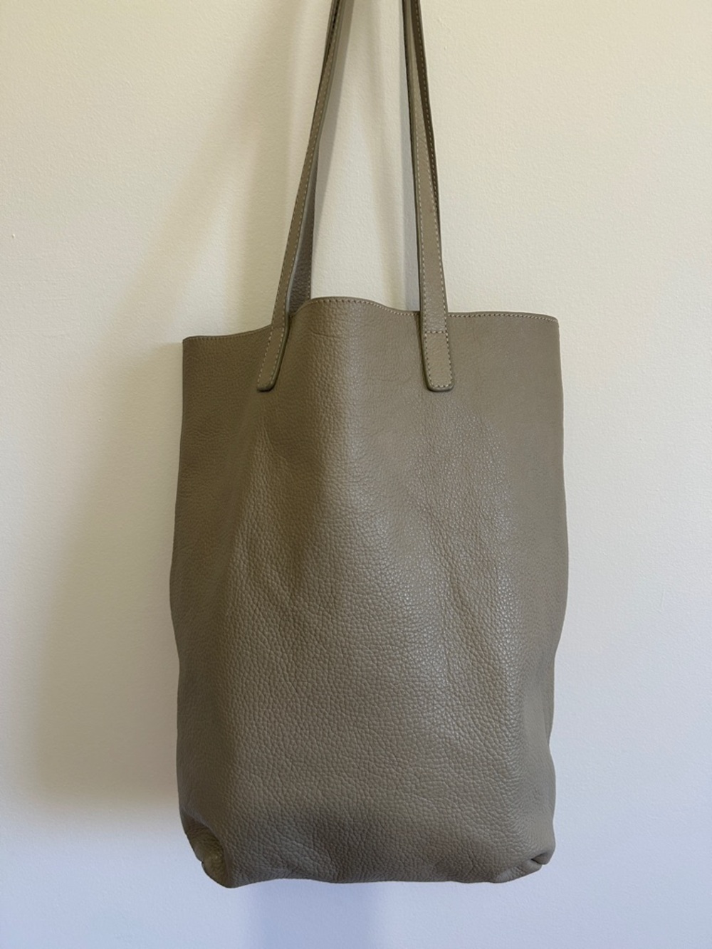 Genuine pebbled leather tote bag Indigo